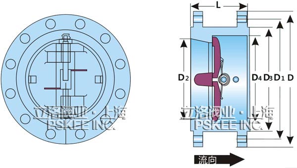 对夹式法兰双瓣止回阀结构图