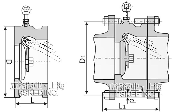 对夹单瓣式止回阀结构图