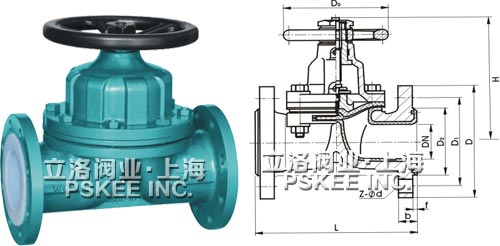 衬氟隔膜阀尺寸图