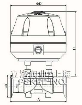 卫生级气动隔膜阀尺寸图