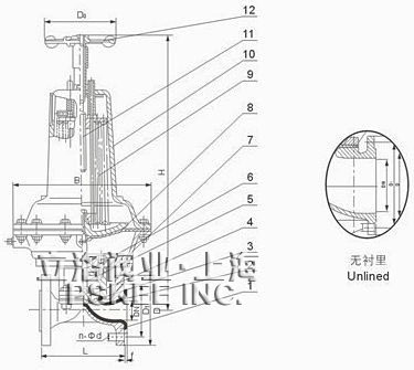 英标常闭式气动隔膜阀尺寸图