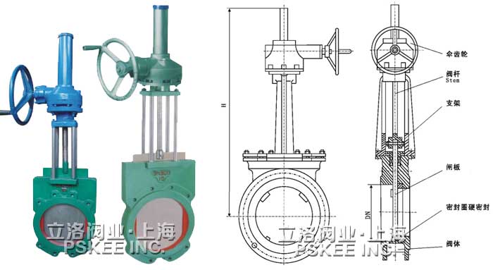 伞齿轮薄型刀型闸阀尺寸图