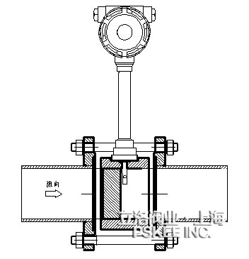 法兰式涡街流量计安装示意图