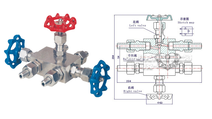 高温高压三阀组尺寸图