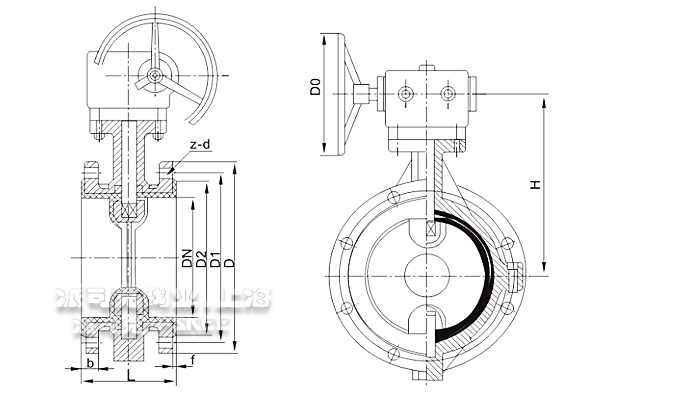 法兰式衬氟蝶阀结构图